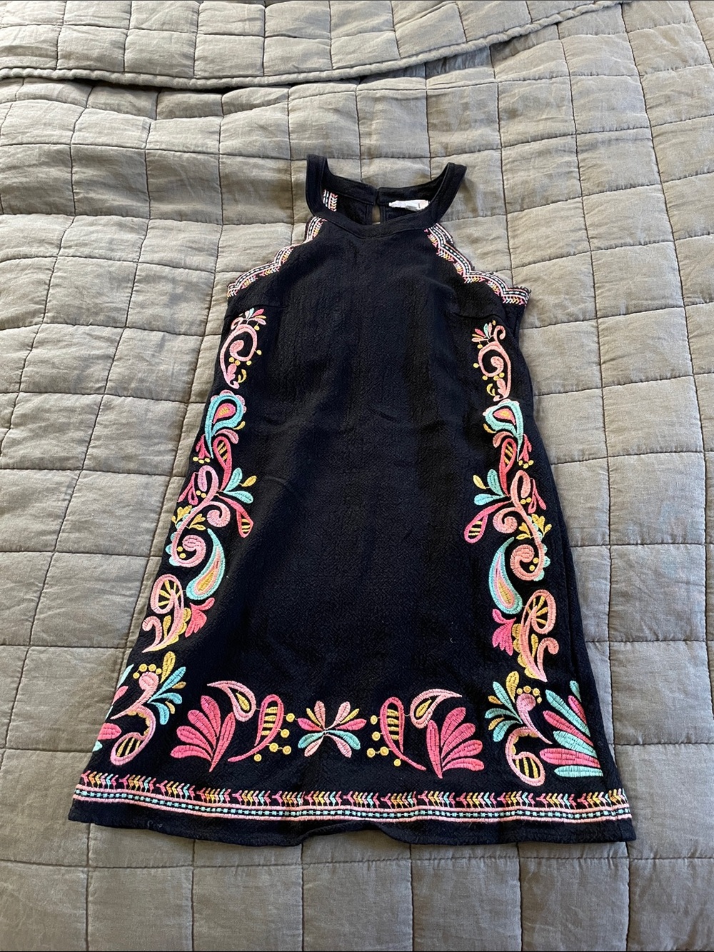 THML embroidered halter mini dress XS